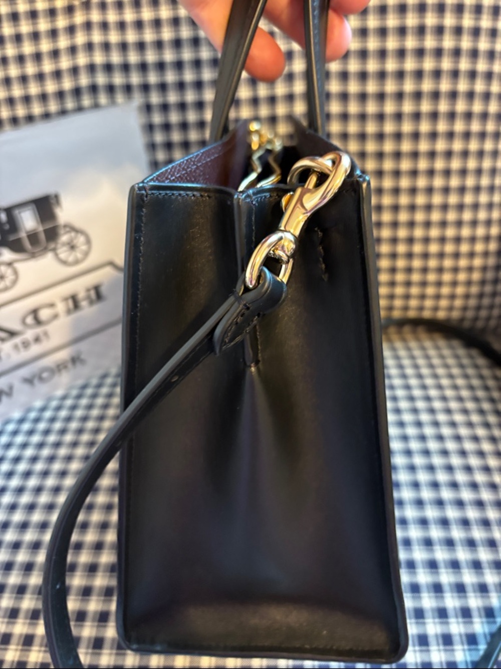 Coach Charlie carry  all Black Embossed leather with branded  Dust Bag - Picture 4 of 12